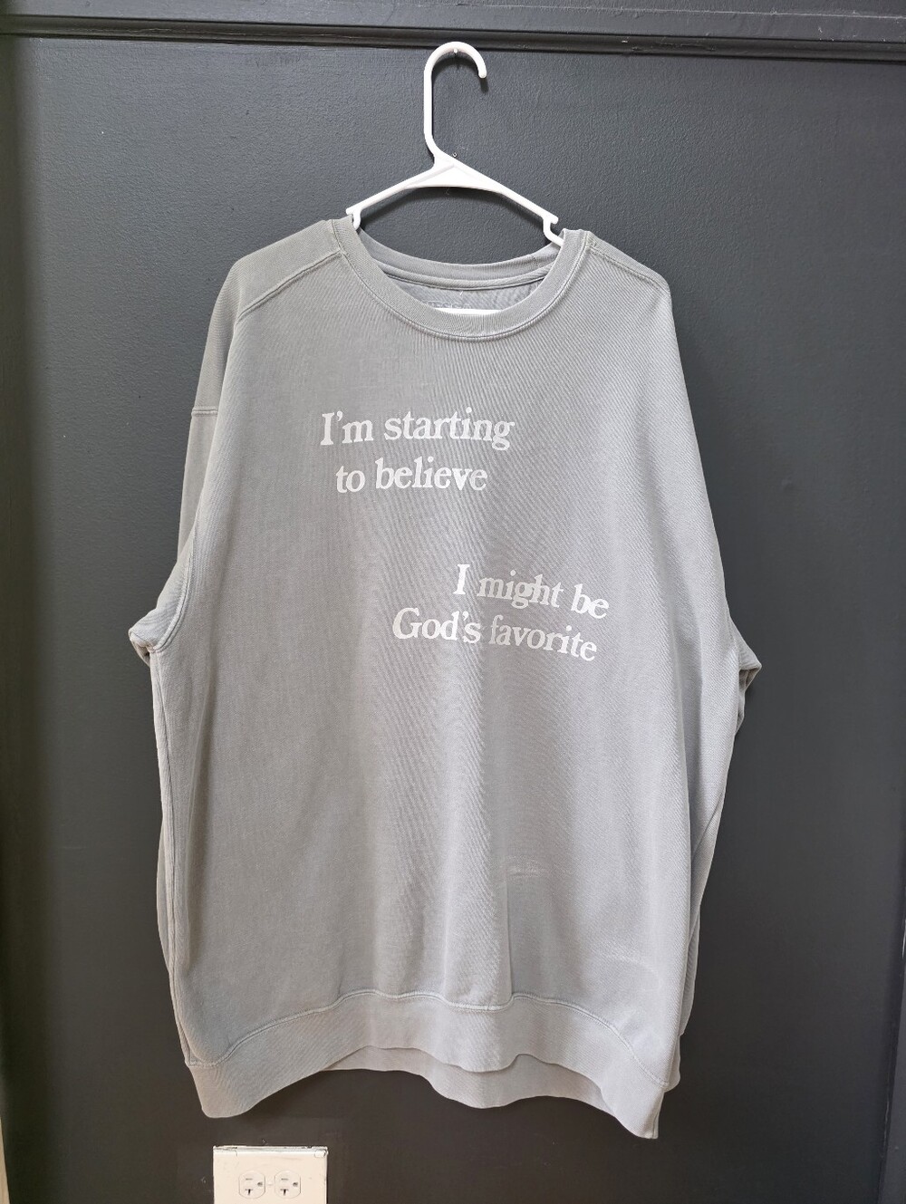Nessa Barrett "God's Favorite" Grey Crewneck Sweatshirt Sz L/XL